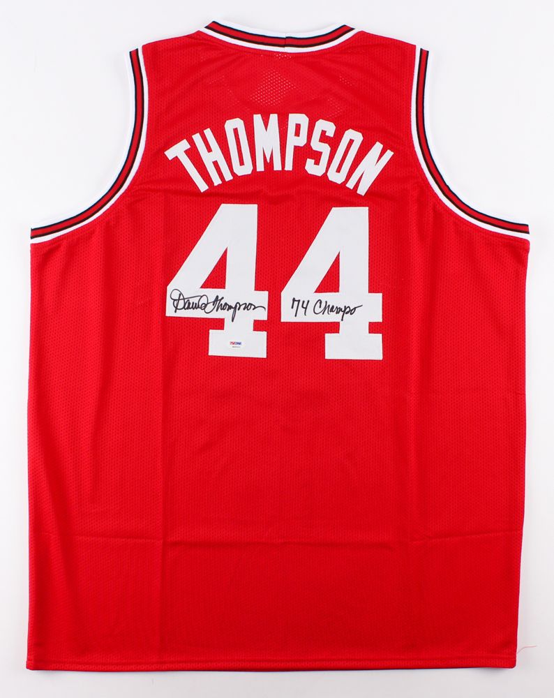 Men Throwback #44 David The Sky Walker Thompson  Signed Basketball State red jerseys->->